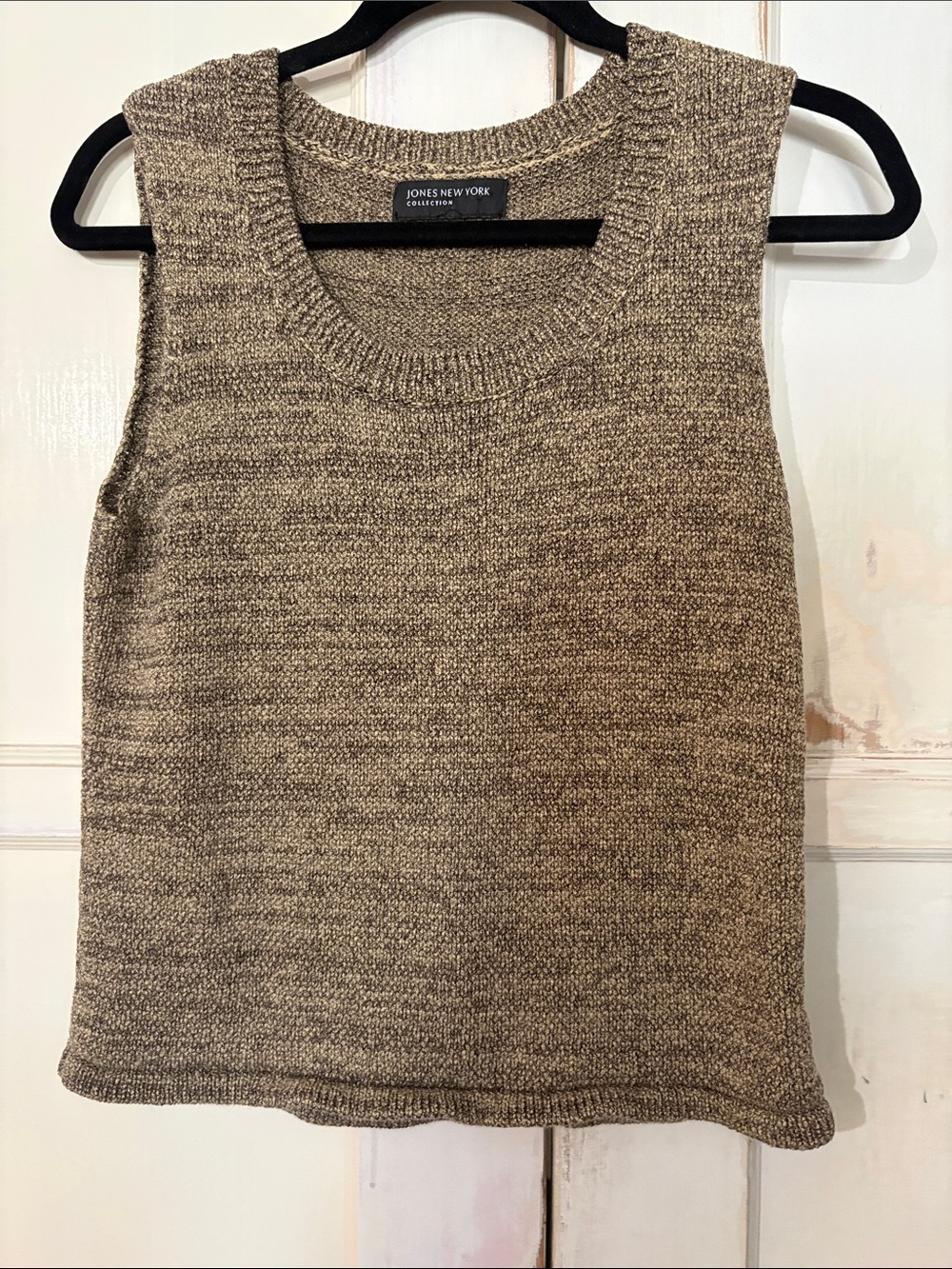 Jones New York Taupe Heathered Knit Sleeveless Tank